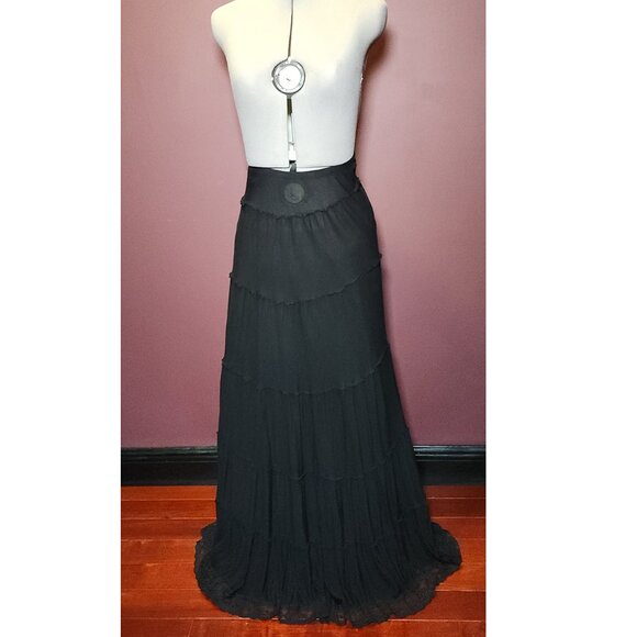 Tiered Black Maxi Skirt - Prairie Skirt - Cottagecore - Picture 2 of 5